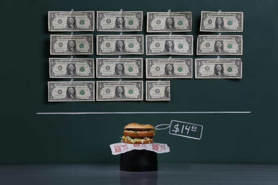 A Big Mac as photographed with an illustrative price tag of $14.60 in Caracas