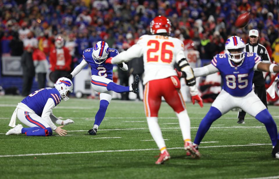 Tyler Bass struggled in the postseason as he missed three field goal attempts.