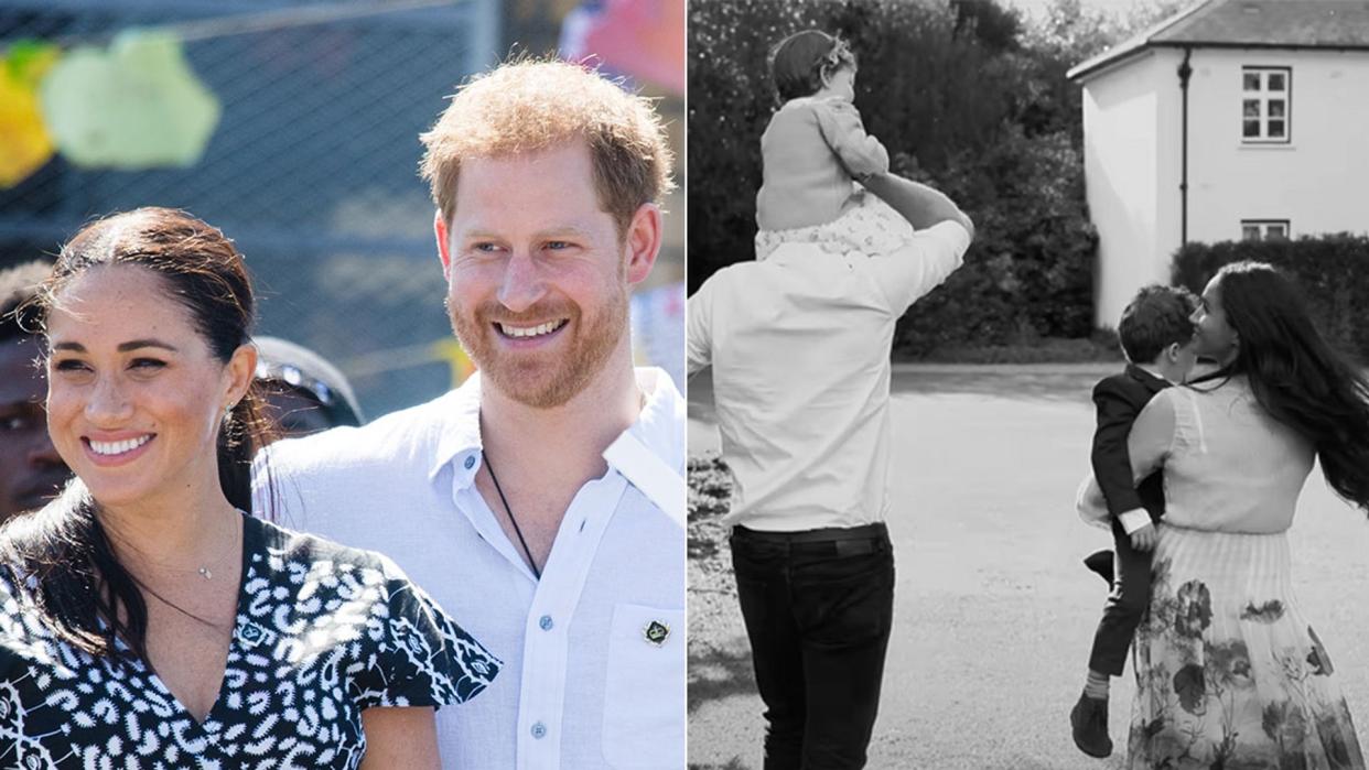 Prince Harry and Meghan Markle with their children