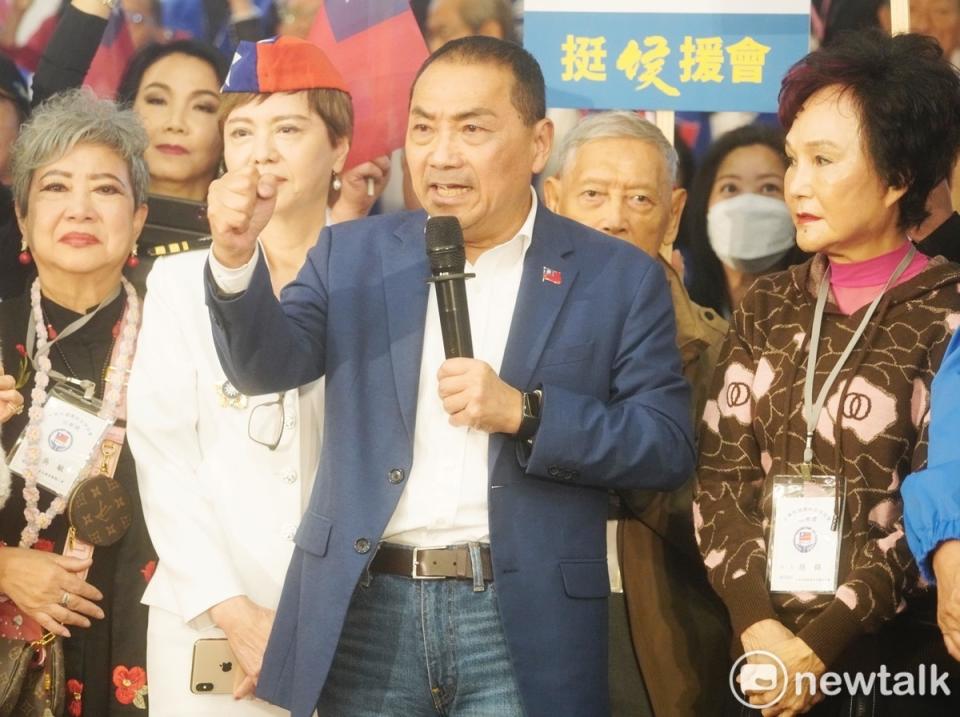 國民黨總統參選人侯友宜出席中華民國團結自強協會挺侯大會。   圖：張良一/攝