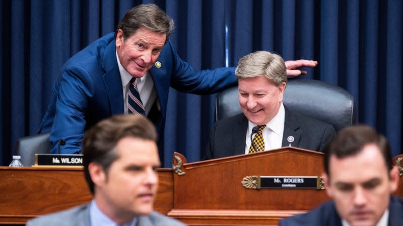 Rep. Mike Rogers during a House Armed Services Committee hearing on April 19, 2023. 