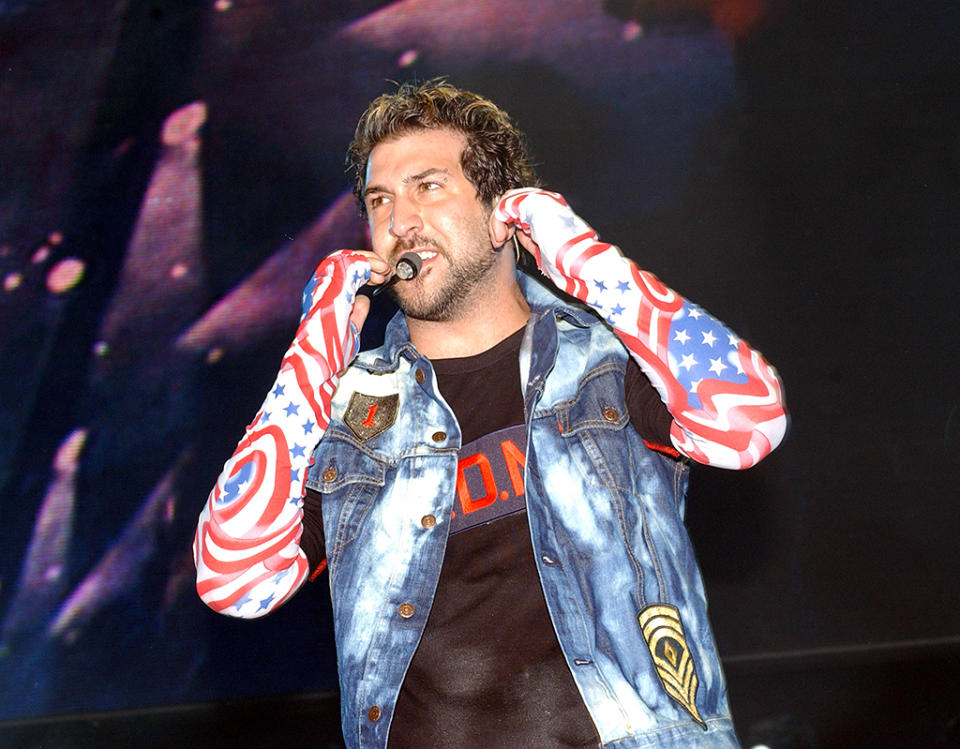 Joey Fatone of *NSYNC performs during United We Stand Concert – Show at RFK Stadium in Washington DC, United States.