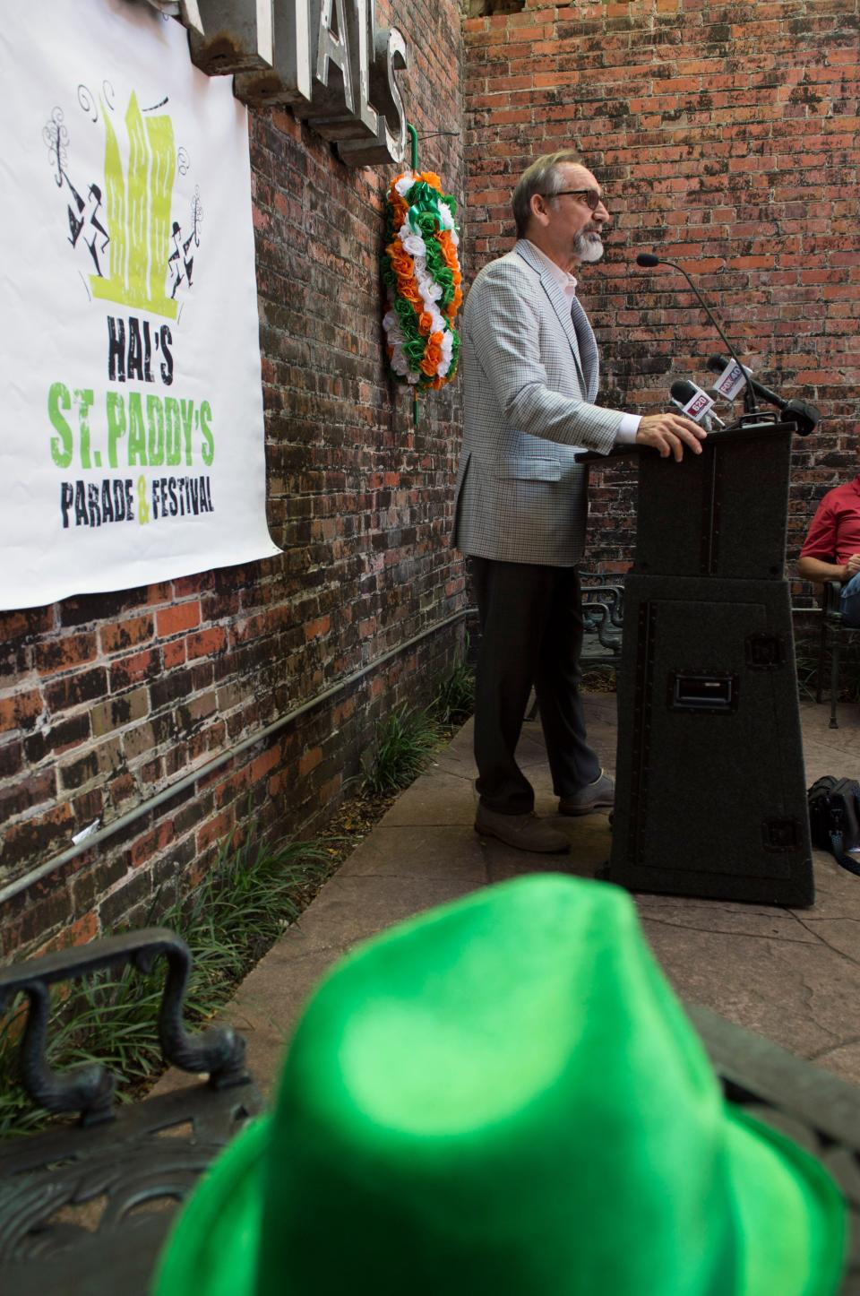 Malcolm White of Hal & Mal's speaks to the press during the announcement of the theme for the 2019 Hal's St. Paddy's Parade in Jackson, as well as the return of the Sweet Potato Queens to the annual event. Wednesday, August 29, 2018.