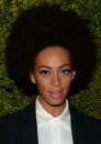 Solange Knowles teamed her pink lips with false lashes.<br><br>[Getty]