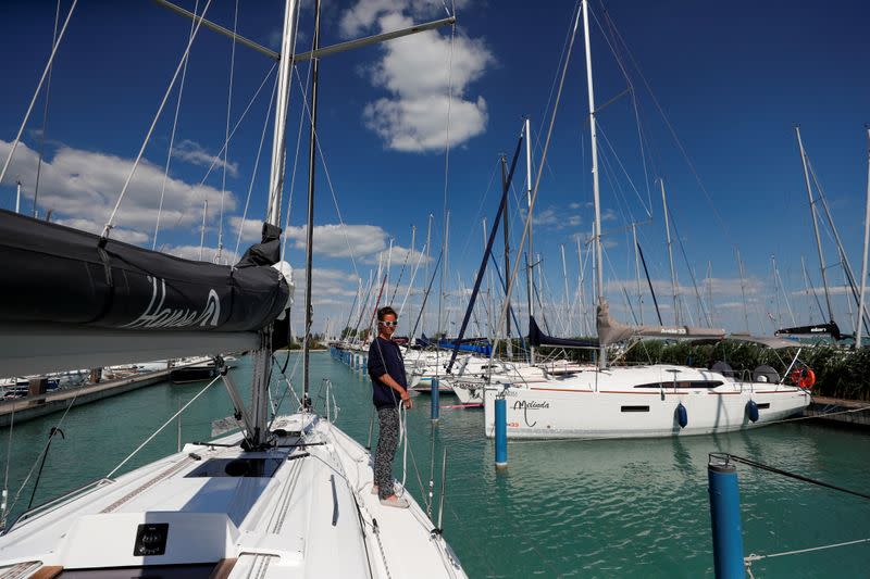 Sailing boats are seen in a harbour on Lake Balaton, following the outbreak of the coronavirus disease (COVID-19), in Balatonfured