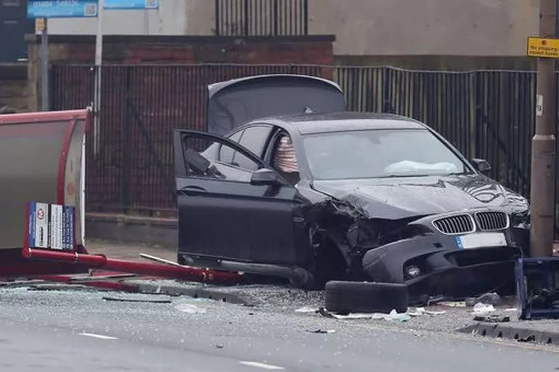 The black BMW involved in the crash