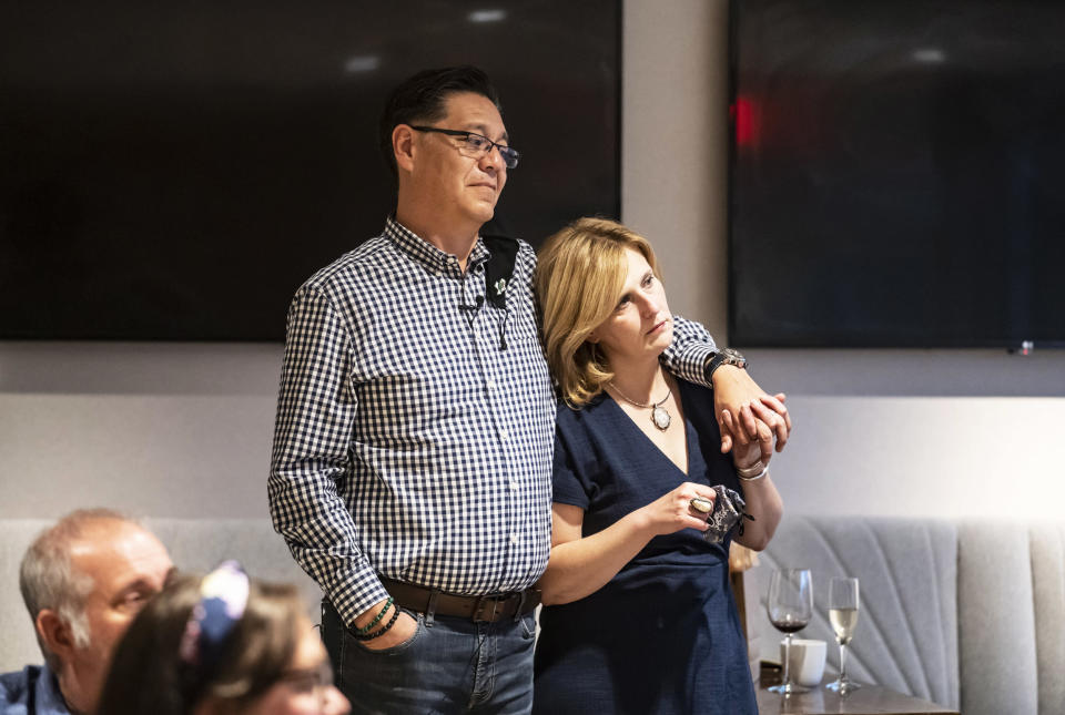 IMAGE: School board candidate Ed Hernandez and his wife, Jennifer (Nitashia Johnson / for NBC News)
