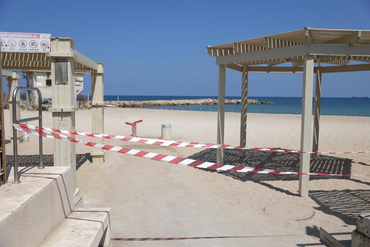 A closed beach in the northern city of Haifa, Israel (EPA)