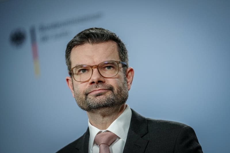 Marco Buschmann, German Minister of Justice, gives a press statement. Buschmann has criticized lecturers for their role in the recent pro-Palestinian protests at German universities and called for their accountability. Kay Nietfeld/dpa