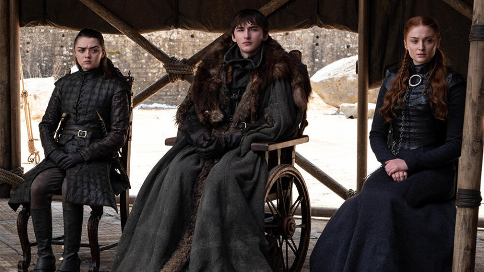 Arya, Bran and Sansa Stark in Game of Thrones (Credit: HBO)