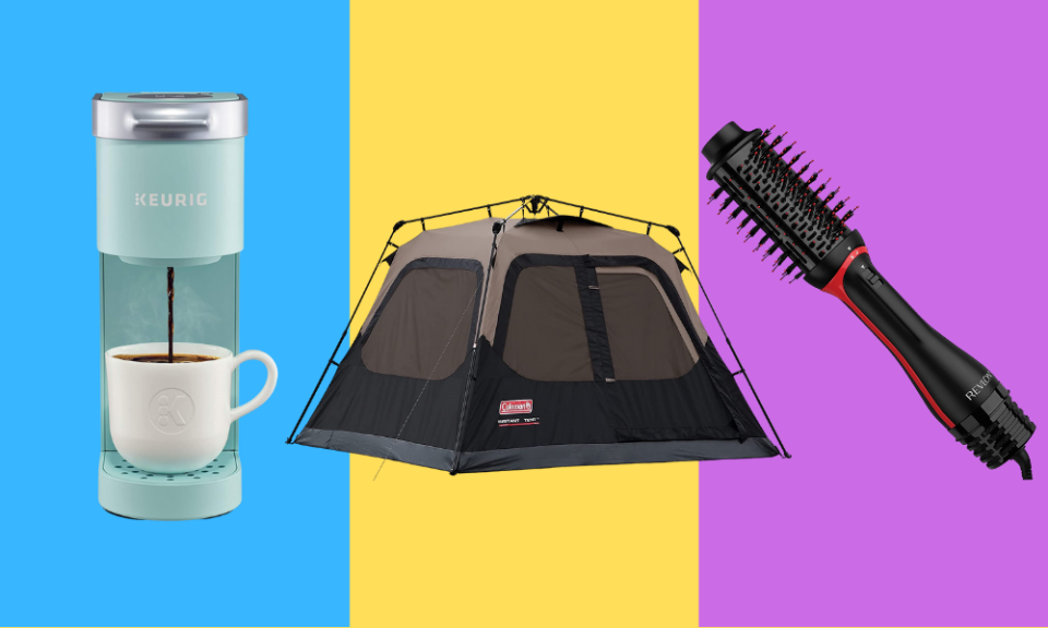 coffee maker, tent, hot air brush