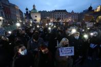 People protest against imposing further restrictions on abortion law in Krakow