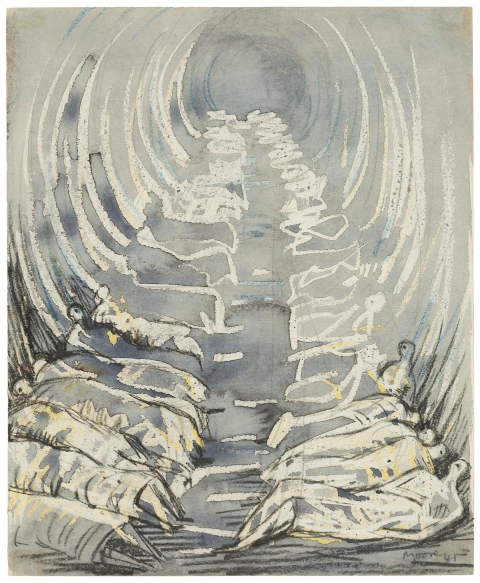 Tube Shelter Perspective by Henry Moore, 1941 (Courtauld)