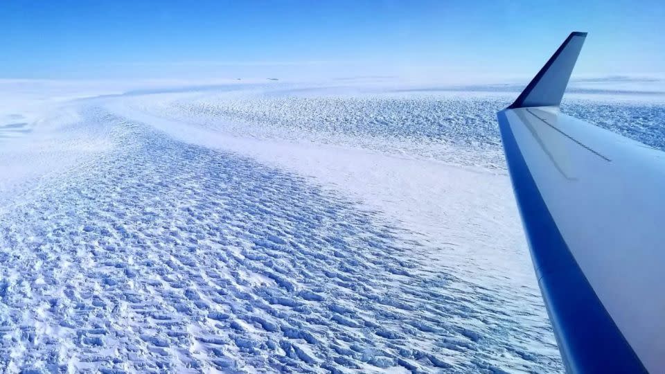 The ancient landscape was discovered beneath the ice inland from Denman Glacier in East Antarctica pictured here. - NASA