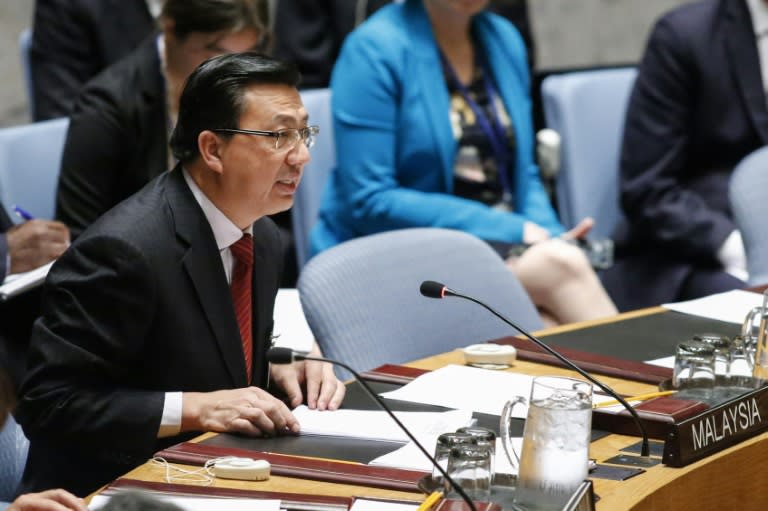 Malaysian Minister of Transport Dato' Sri Liow Tiong Lai speaks during a Security council meeting in New York on July 29, 2015