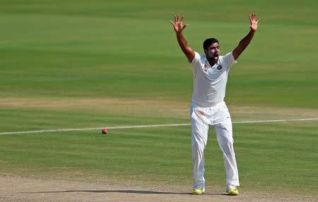 Cricket - India v England - Second Test cricket match - Dr. Y.S. Rajasekhara Reddy ACA-VDCA Cricket Stadium, Visakhapatnam, India - 21/11/16. India's Ravichandran Ashwin appeals for LBW. REUTERS/Danish Siddiqui