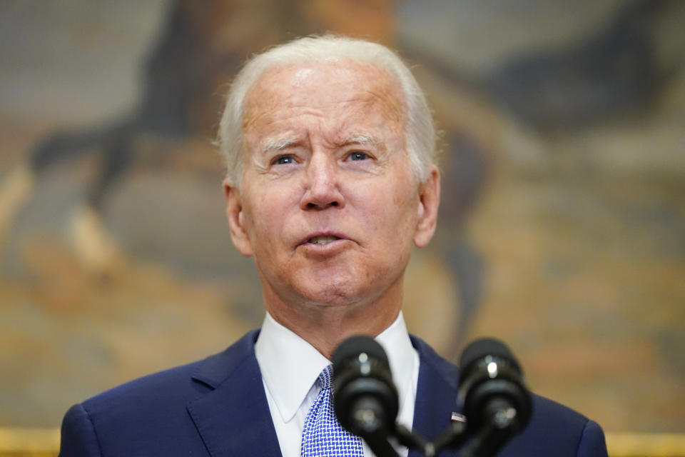 President Joe Biden delivers remarks before signing into law S. 2938, the Bipartisan Safer Communities Act gun safety bill in a ceremony in the Roosevelt Room of the White House in Washington, Saturday, June 25, 2022. (AP Photo/Pablo Martinez Monsivais)