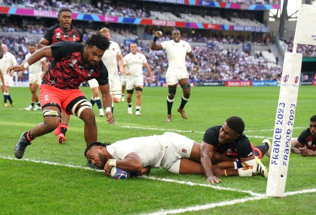 England’s Manu Tuilagi scores a try