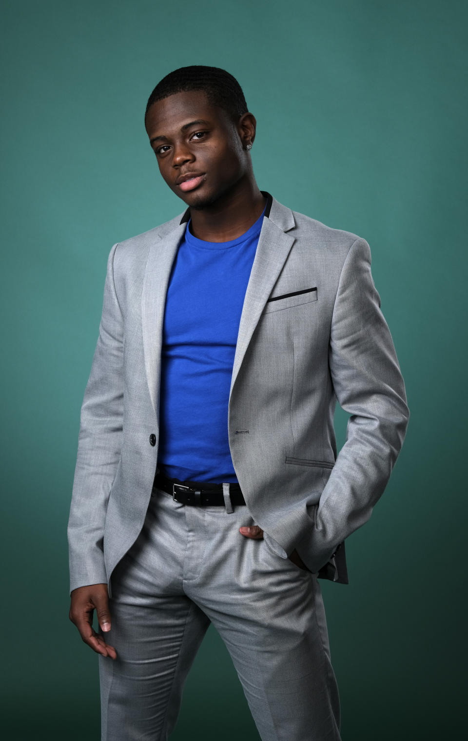 Akili McDowell, a cast member in the OWN series "David Makes Man," poses for a portrait during the 2019 Television Critics Association Summer Press Tour at the Beverly Hilton, Friday, July 26, 2019, in Beverly Hills, Calif. (Photo by Chris Pizzello/Invision/AP)