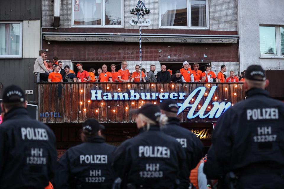 Dutch fans in the Reeperbahn district (AFP via Getty Images)