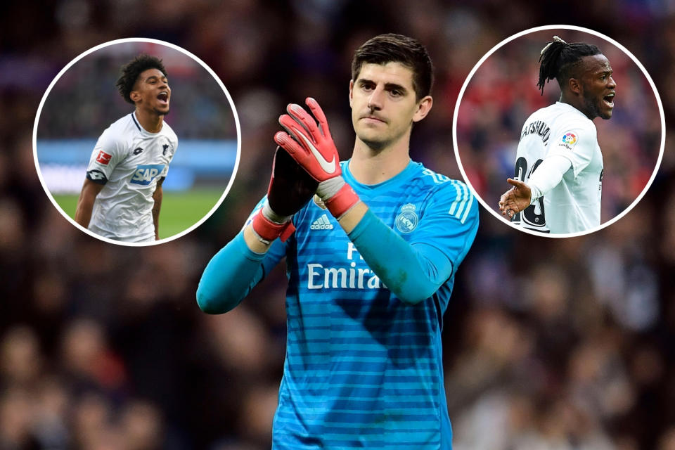 Thibaut Courtois left the Premier League in the summer, while Reiss Nelson (left) and Michy Bathshuayi (right) moved to Europe on loan