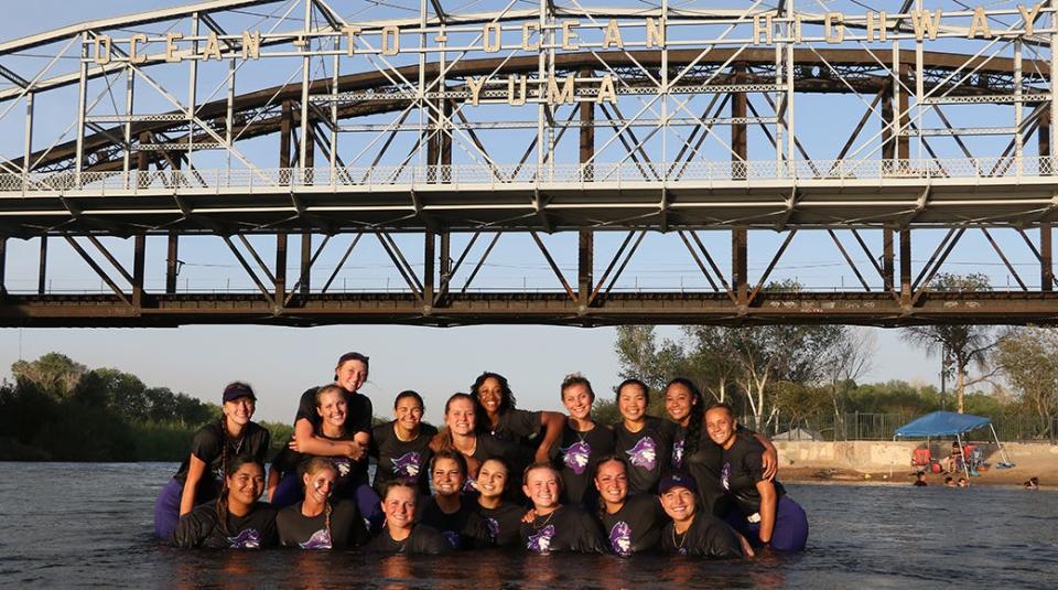 The FSW softball team celebrates its second straight NJCAA national title in the Colorado River.