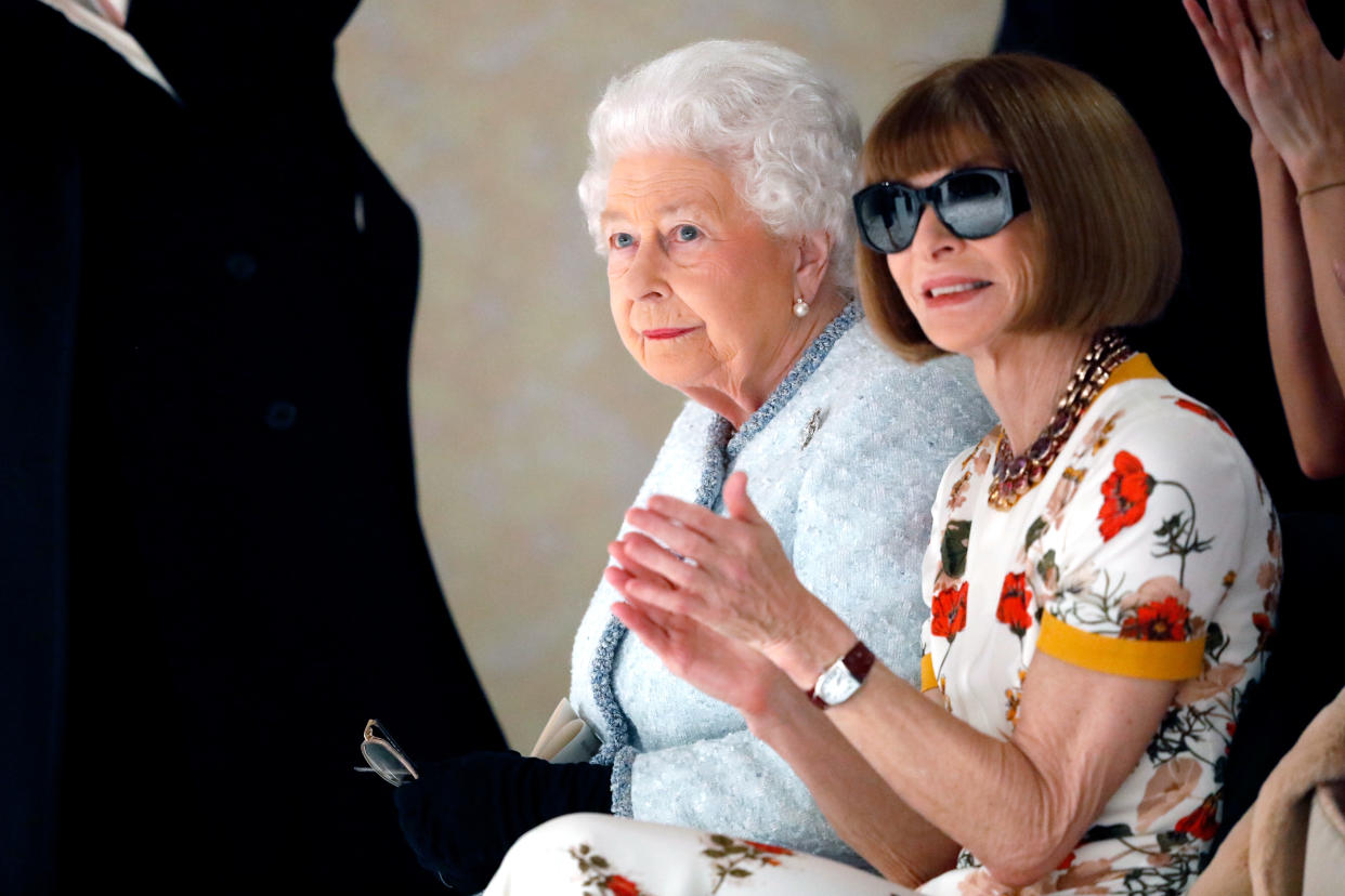 Did Anna Wintour breach royal protocol by wearing sunglasses to meet the queen? (Photo: Getty Images)