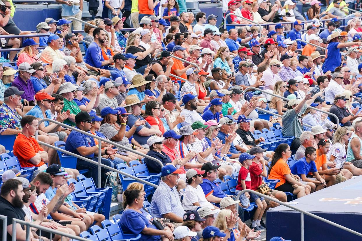 It can be challenging to park at a crowded spring training New York Mets game, such as this one vs. the St. Louis Cardinals in the first contest of 2022: Sunday, March 20, at Clover Park in Port St. Lucie.