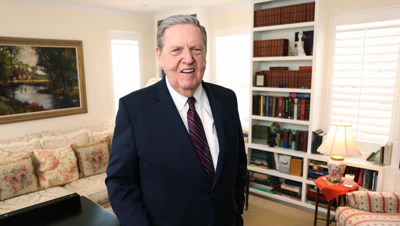 Elder Jeffrey R. Holland of The Quorum of the Twelve Apostles of The Church of Jesus Christ of Latter-day Saints poses at his home in Salt Lake City on Thursday, April 14, 2022.