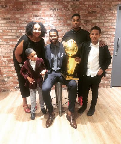 <p>Tristan Thompson Instagram</p> Tristan Thompson with his mom Andrea, and his siblings: Dishawn, Daniel and Amari