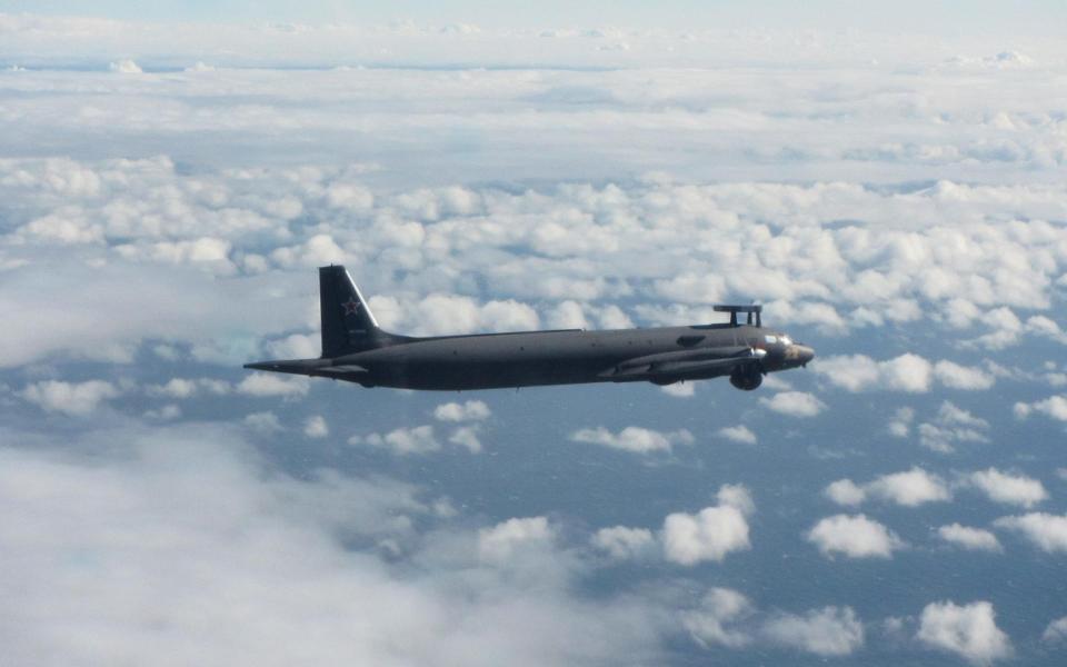 Russian IL-38 ‘MAY’ Maritime Patrol Aircraft. Image capture by RAF Typhoon Pilot over the Baltic Sea 30 July 2020. - RAF