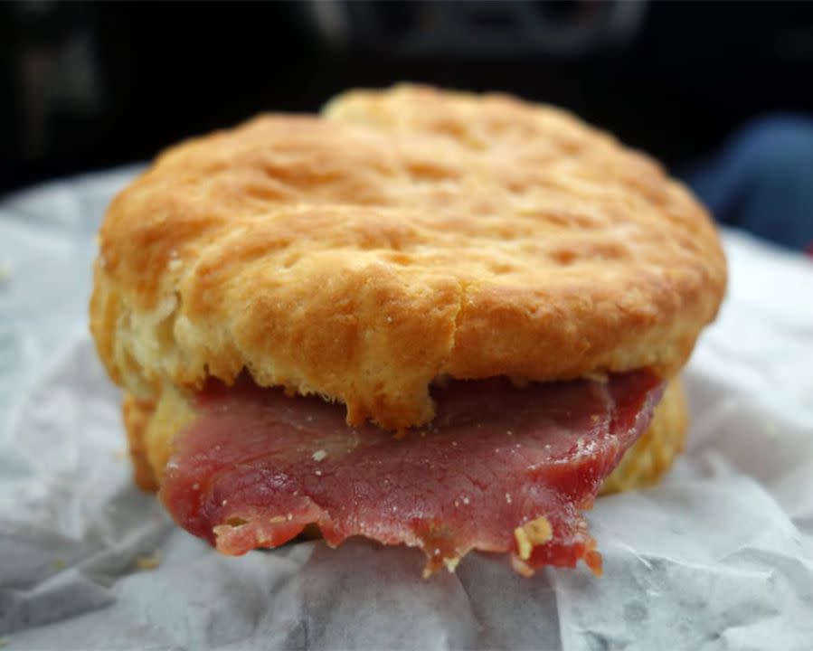 country ham biscuit from sunrise biscuit kitchen