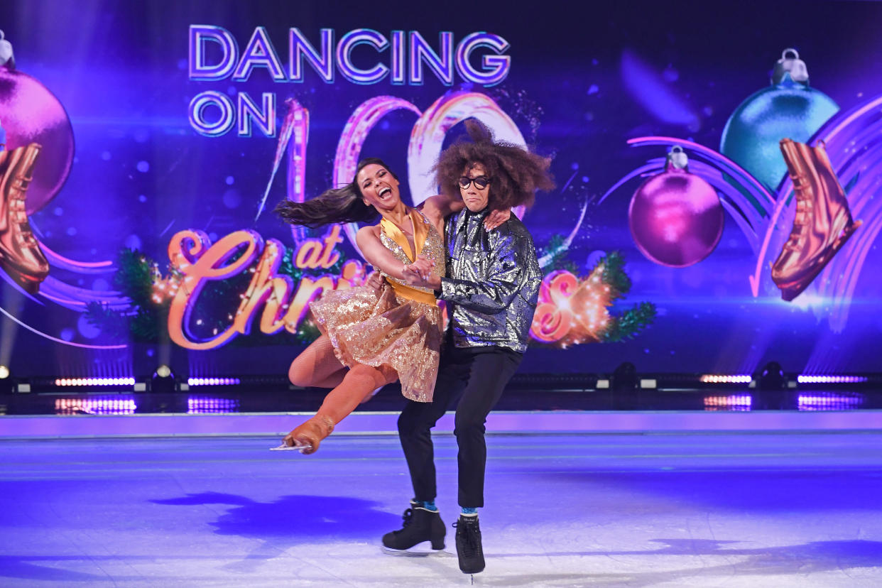 LONDON, ENGLAND - DECEMBER 09: Perri Kiely and Vanessa Bauer on the ice during the Dancing On Ice 2019 photocall at ITV Studios on December 09, 2019 in London, England. (Photo by Stuart C. Wilson/Getty Images)