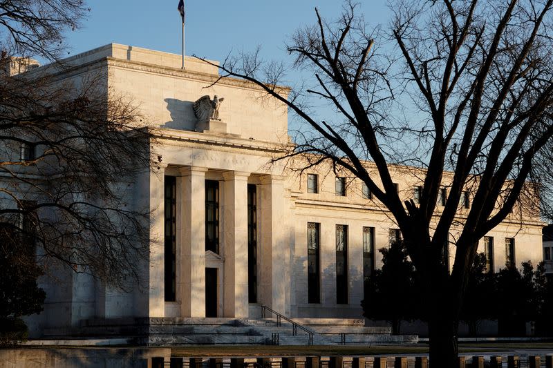 The Federal Reserve building is seen in Washington, DC