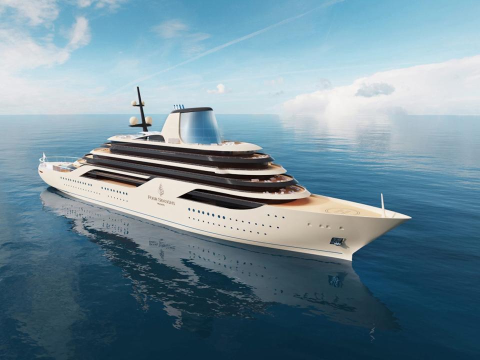 A rendering of the upcoming Four Seasons yacht-cruise ship