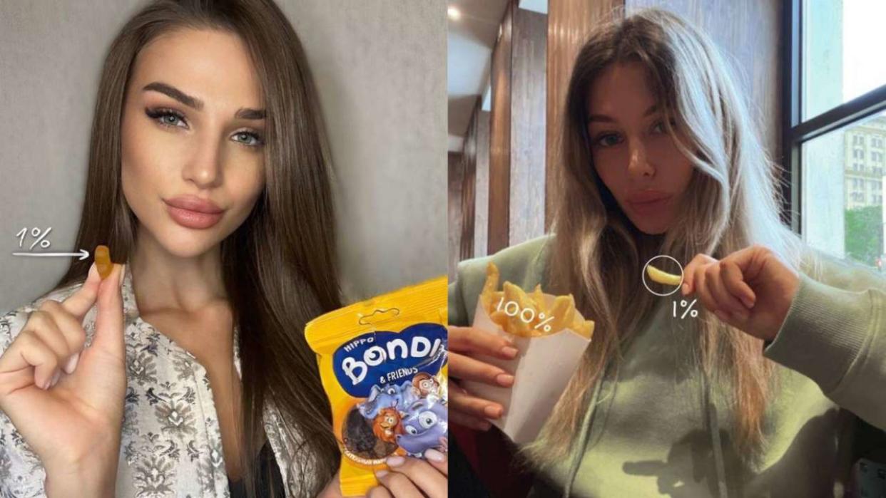 Anna Belozerova, influenceuse russe, compare une frite seule avec une barquette pleine de frites pour imager la mobilisation militaire partielle souhaitée par le Kremlin en Ukraine.