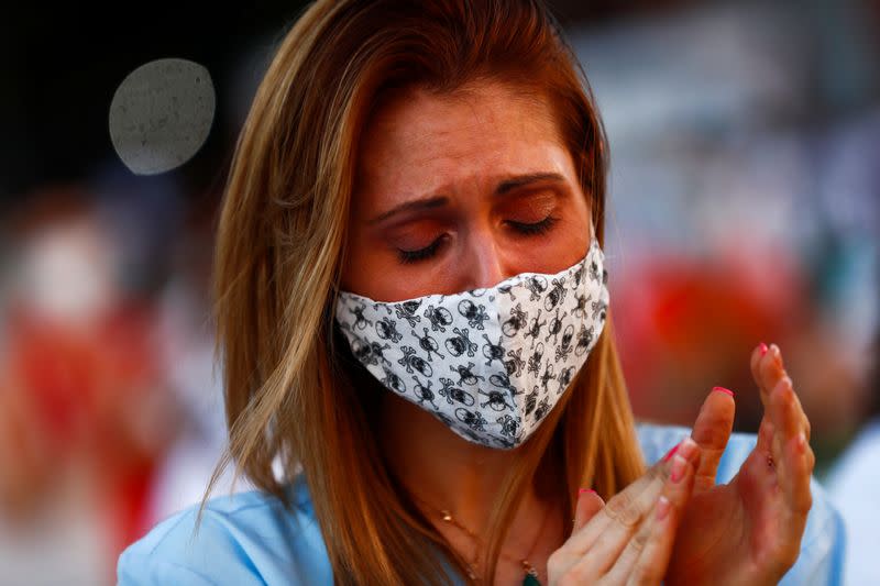 Protest to demand the protection of Spain's public health system, amid the coronavirus disease (COVID-19) outbreak, in Madrid