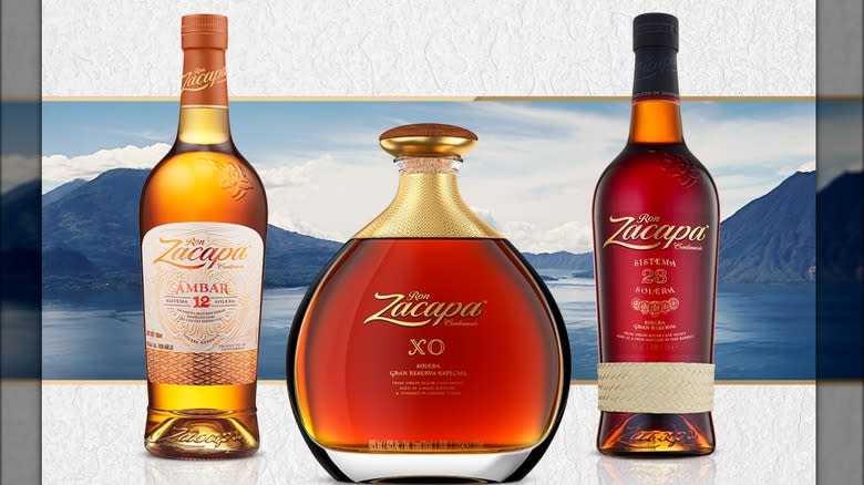 Zacapa rum bottles by water display