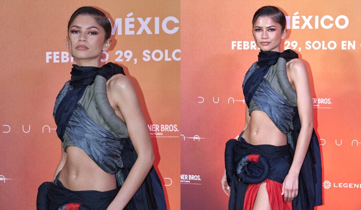 Zendaya flashes major under boob in futuristic crop top co-ord