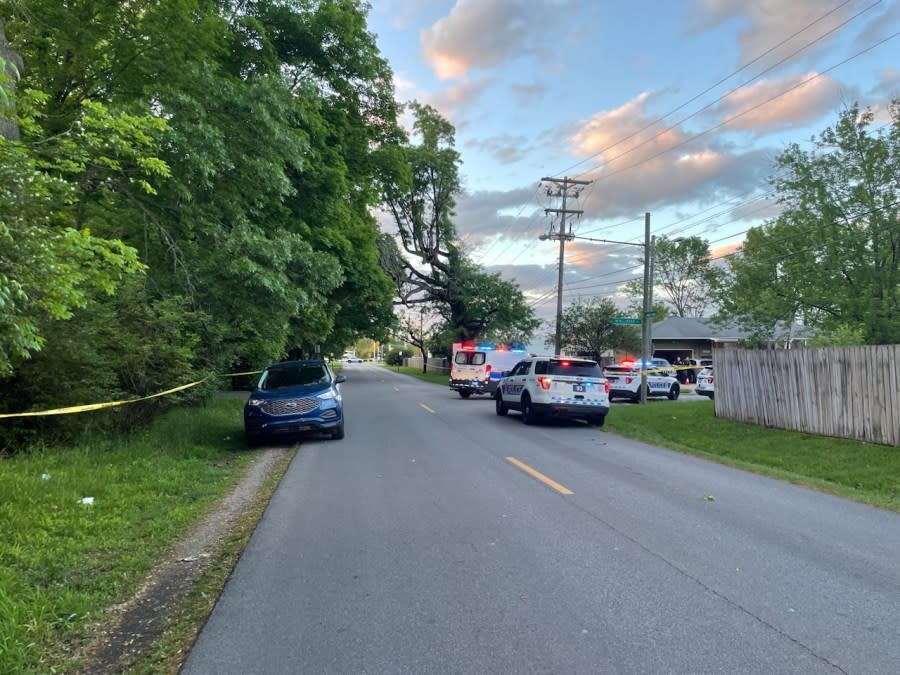 Scene of a double-fatal shooting on the 4700 block of McAllister Avenue on Saturday, May 11, 2024. (NBC4)