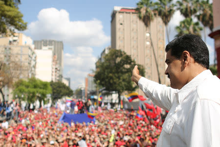 Venezuela's President Nicolas Maduro attends a rally in support of his government in Caracas, Venezuela March 9, 2019. Miraflores Palace/Handout via REUTERS