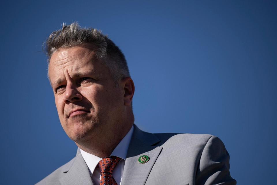 PHOTO: Rep. Eric Sorensen, D-Ill., speaks during a news conference outside the U.S. Capitol, March 8, 2023, in Washington. (Drew Angerer/Getty Images, FILE)