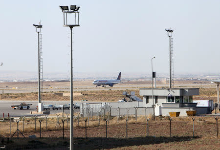 A plane is seen at the Erbil International Airport in Erbil, Iraq September 29, 2017. REUTERS/Azad Lashkari