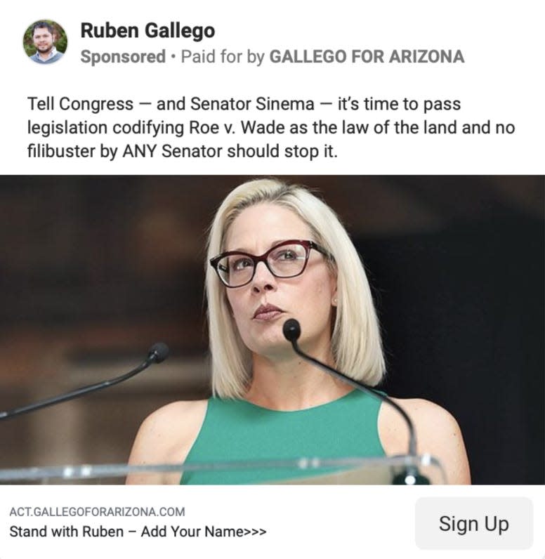 Kyrsten Sinema ad from Ruben Gallego