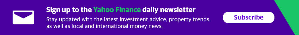 Yahoo Finance newsletter signup promo banner.