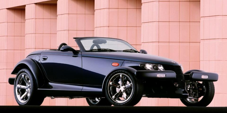 <p>The Prowler doesn't really pay tribute to any one specific model—it's an homage to hot rodding as a whole. That makes it extra-cool. <a href="https://www.ebay.com/itm/1999-Plymouth-Prowler/164346341023?hash=item2643ce269f:g:Sm0AAOSwP8pfG6Gl" rel="nofollow noopener" target="_blank" data-ylk="slk:This 1999 model;elm:context_link;itc:0;sec:content-canvas" class="link ">This 1999 model</a> for sale right now can be yours. </p>