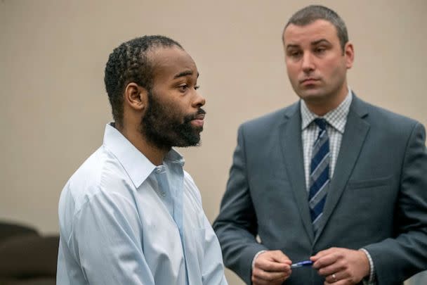 PHOTO: Emmanuel Aranda, the man who threw a 5-year-old boy over a Mall of America balcony, and his lawyer Paul Sellers, right, listened to Judge Jeannice Reding hand out a sentence at the Hennepin County Government Center, May 3, 2019 in Minneapolis, MN. (Elizabeth Flores/Star Tribune via Getty Images, FILE)