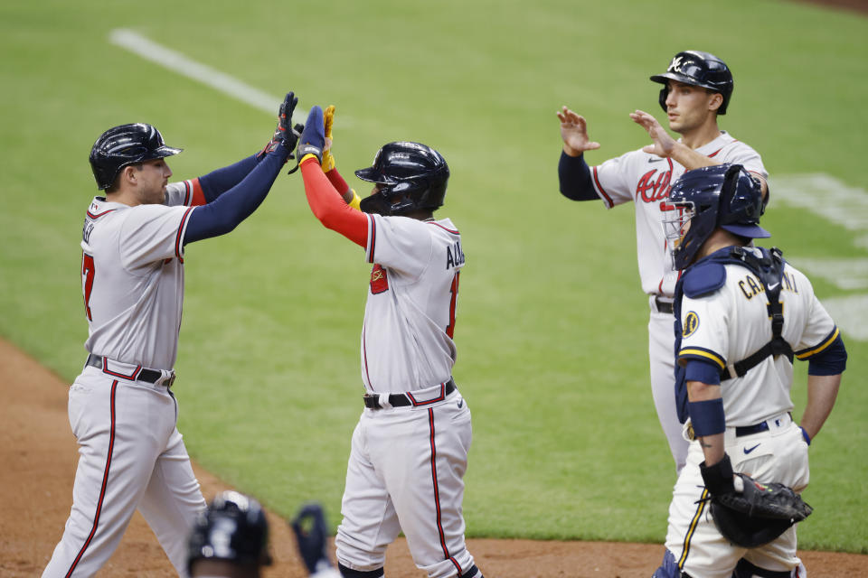 Austin Riley、Ronald Acuña Jr. 以及Matt Olson組成的亞特蘭大勇士打線前三棒火力也很驚人。（Photo by Joe Robbins/Icon Sportswire via Getty Images）