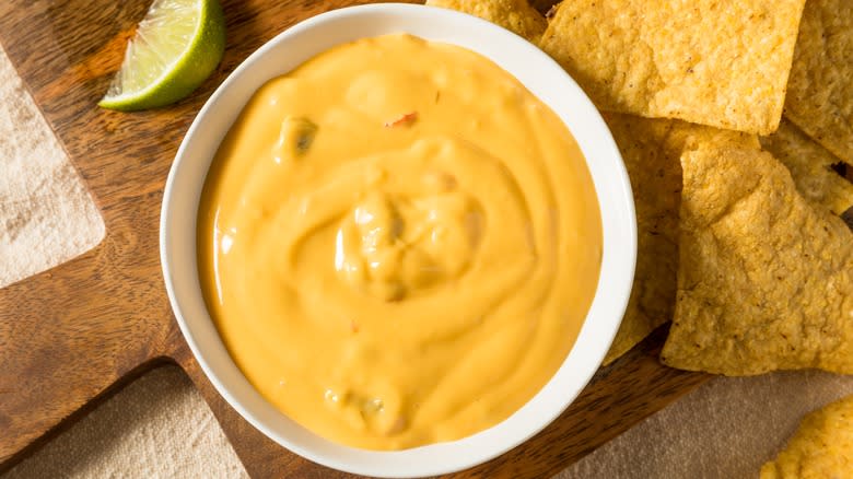 Nacho cheese and tortilla chips