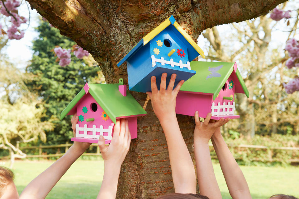 11. Paint your bird house design ideas in bright colors